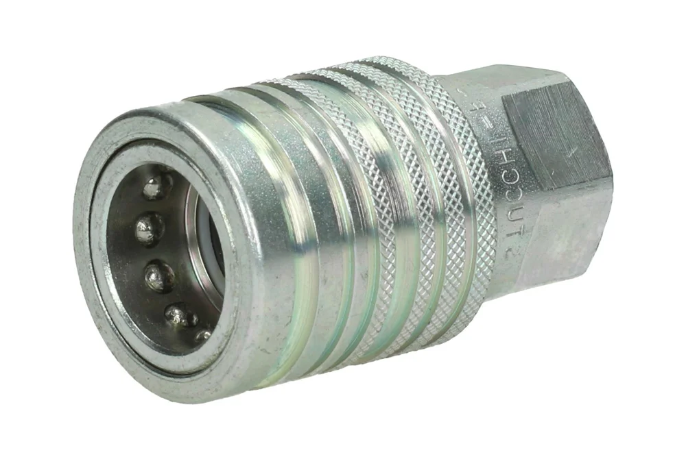 Buchse der hydraulischen Schnellkupplung ISO-A mit BSP-Innengewinde, Ventil und Entlüfter, PUSH PULL, Typ IA