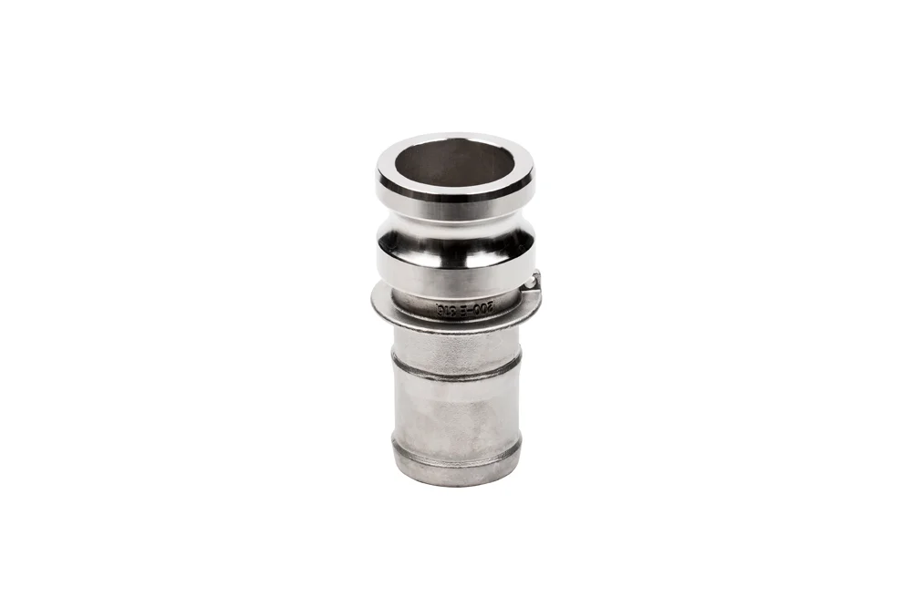 CAMLOCK-Stecker Typ E mit gewelltem Schlauchanschluss, Edelstahl