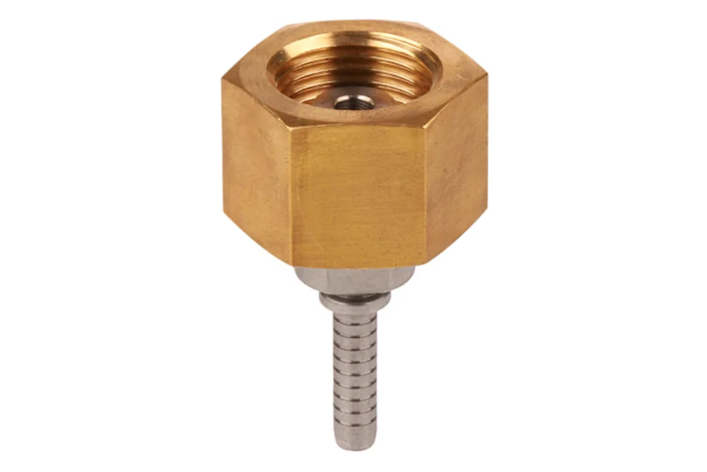 Anschlussstück für Hochdruckgasschläuche mit Gewinde W21,8x1/14" nach DIN477, Edelstahl, Typ HWW170