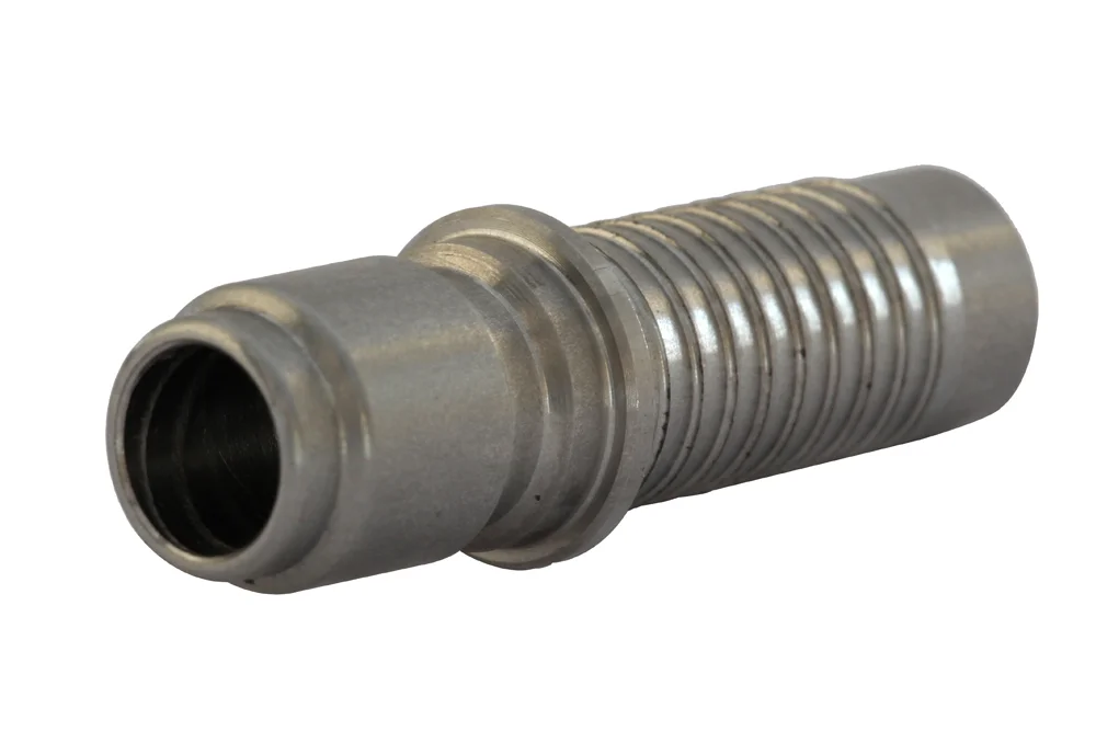 Schnellkupplungsstecker für Wasser DN11,8 mit Schlauchanschluss, mit Flansch, Edelstahl