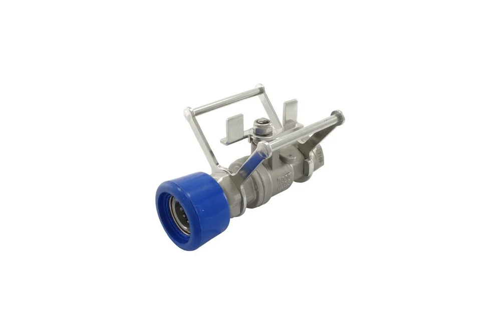 Kugelhahn 1/2" mit Bügeln, Schnellkupplungssitz DN11,8, Edelstahl, BARRCP2