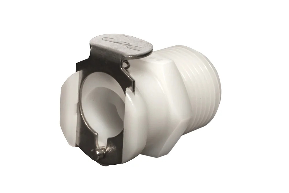 Schnellkupplungsstecker mit Außengewinde NPT, mit Ventil, Acetal, Serie PLC DN 6,3
