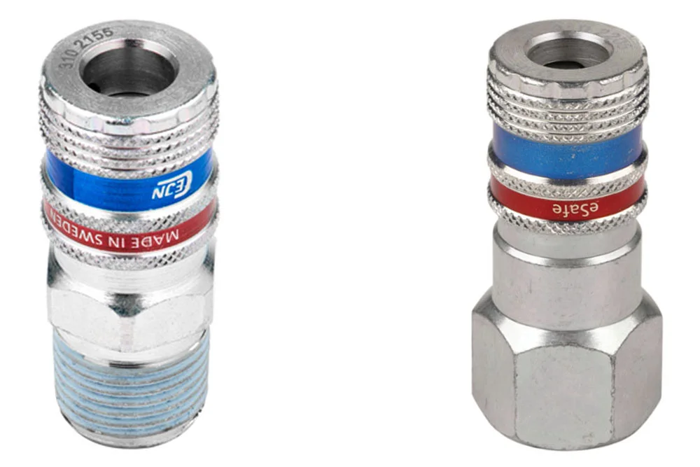 Pneumatisches Schnellkupplungssteckdose DN5,3 mit Ventil, mit Gewinde, ISO 6150B, Kohlenstoffstahl, CEJN 310 ESAFE