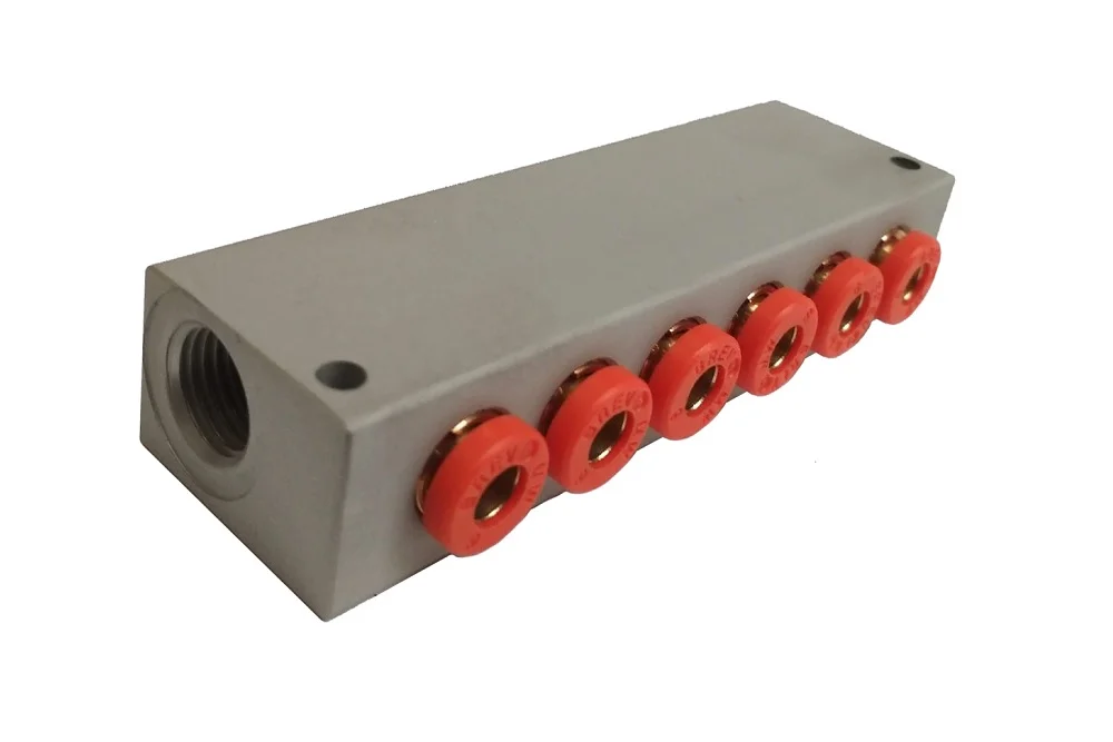 Verteilerblock mit Anschlüssen Ø 4-6-8 mm, Aluminium