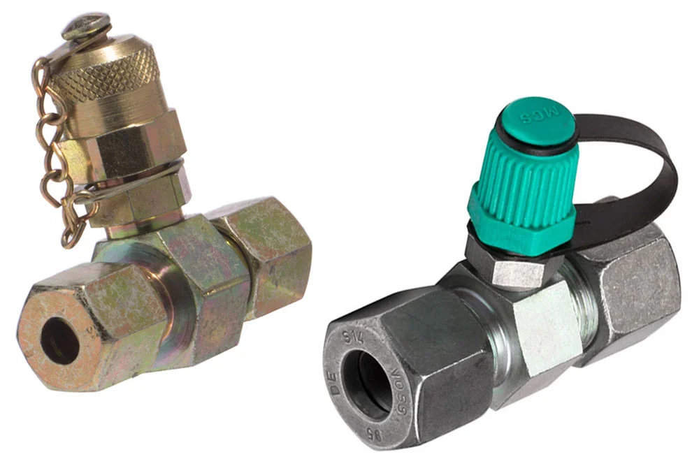 Messanschluss M16x2 mit Metall- oder Kunststoffkappe mit DIN 2353 Anschlüssen für Rohre, 24° Kegel