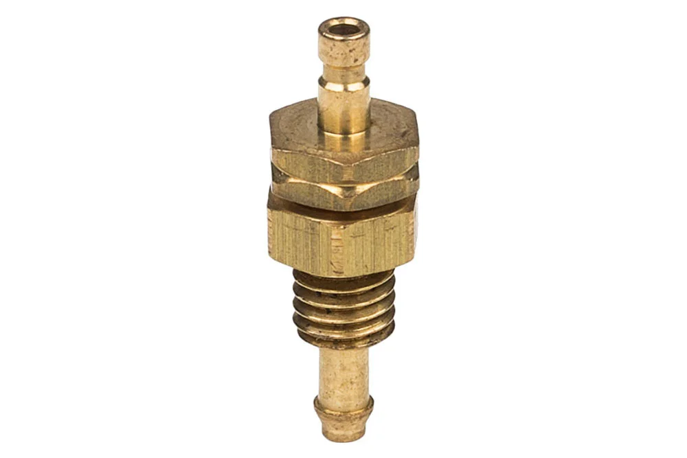 Schnellkupplungsstecker DN1,5, miniaturisierte universelle Schottverschraubung, mit Schlauchanschluss, Messing, Serie 02KA