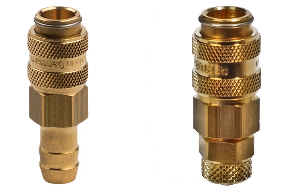 Schnellkupplungsbuchse DN5 mit Ventil, mit Schlauchanschluss, Messing, Serie 21KA