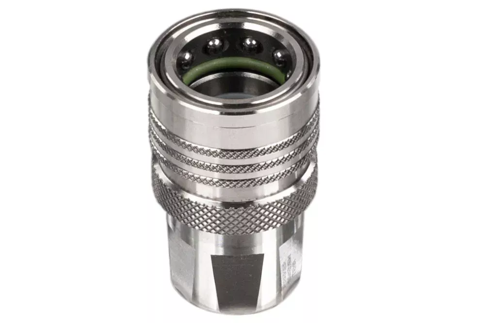 Hydraulische Schnellkupplung mit Ventil, Buchse mit BSP-, NPT-Innengewinde, aus Edelstahl, TEMA STANDARD