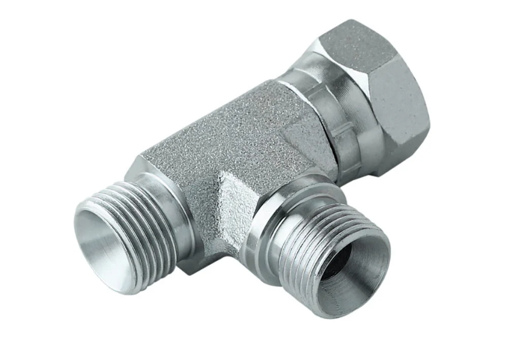 Adapter - hydraulisches T-Stück „L“ Außengewinde BSP x 2/Innengewinde BSP, Kohlenstoffstahl, Typ A126