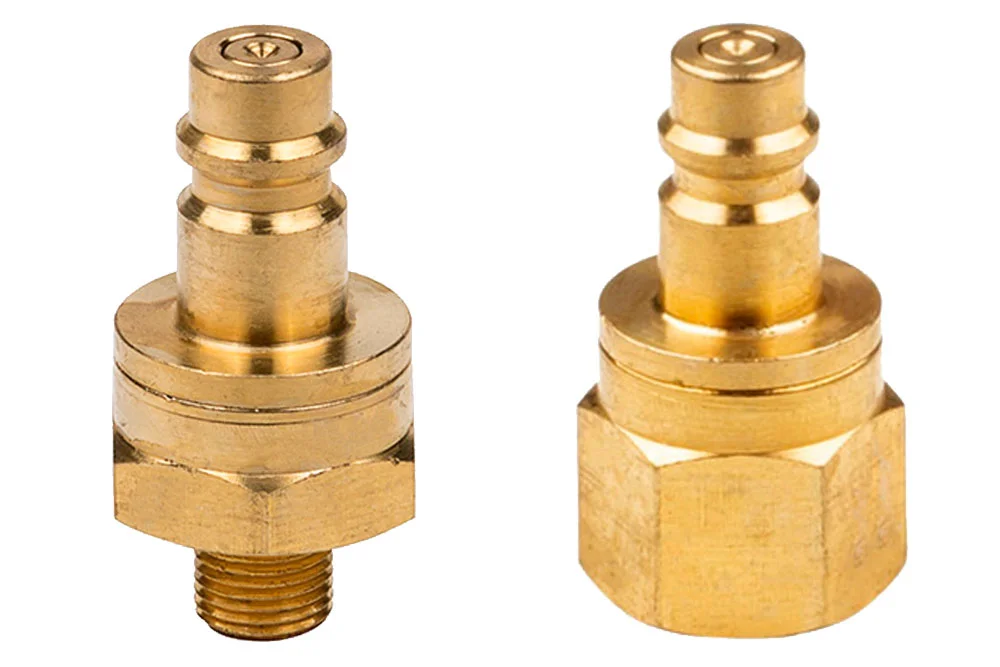 Beidseitig absperrender Schnellkupplungsstecker für Luft DN7,2 Eurostandard, mit Gewinde, 16 bar